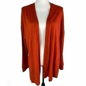 Victoria Leland Designs Cardigan Burnt Orange Open Front Long‎ Sleeve Cardigan
